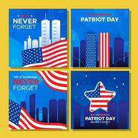 911 Memorial Social Media Post Template vector