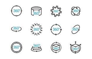 colección de iconos de 360 grados vector