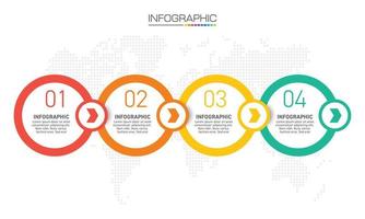 diseño de infografías Se pueden utilizar 4 pasos con iconos de marketing para el diseño de flujo de trabajo, diagrama, informe anual, diseño web. vector