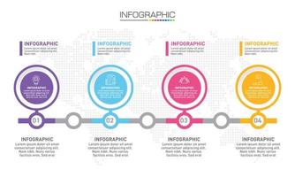 diseño de infografías Se pueden utilizar 4 pasos con iconos de marketing para el diseño de flujo de trabajo, diagrama, informe anual, diseño web. vector