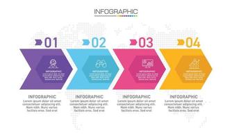 Infographics design 4 steps with marketing icons can be used for workflow layout, diagram, annual report, web design. vector