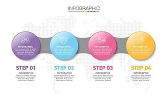 Infographics design 4 steps with marketing icons can be used for workflow layout, diagram, annual report, web design. vector