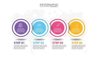 diseño de infografías Se pueden utilizar 4 pasos con iconos de marketing para el diseño de flujo de trabajo, diagrama, informe anual, diseño web. vector