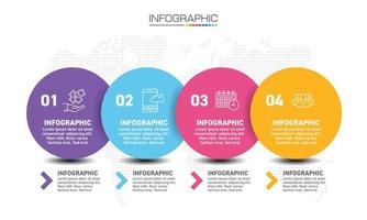 Infographics design 4 steps with marketing icons can be used for workflow layout, diagram, annual report, web design. vector