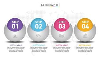 Infographics design 4 steps with marketing icons can be used for workflow layout, diagram, annual report, web design. vector