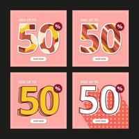 set of 50 percent autumn poster design vector