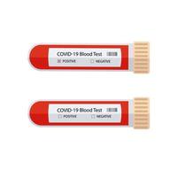 tubo de análisis de sangre covid-19 o nuevo coronavirus. resultado positivo o negativo de la prueba. estilo plano aislado en una ilustración de background.vector blanco. vector