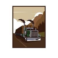 truck load wood vector