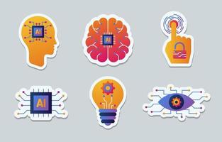 Artificial Intelligence Stickers Set vector