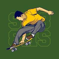 Line Art Skateboard Illustration Vector