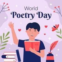 World Poetry Day Celebration For Greeting Card or Social Media Post vector