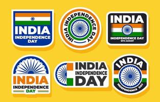 India Independence Day Colorful Badges Set
