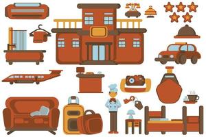 hotel and resort vector element set flat style