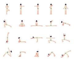 women pose yoga activity illustration vector set flat style