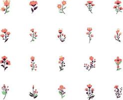 flower collection set illustration flat style vector
