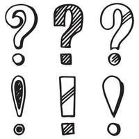 Vector handdrawn question and exclamation marks isolated on white.