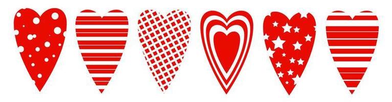día de San Valentín. conjunto de pegatinas de corazón rojo sobre un fondo blanco. vector