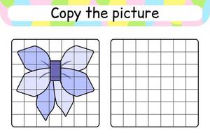 Copy the picture and color bow. Complete the picture. Finish the image. Coloring book. Educational drawing exercise game for children vector