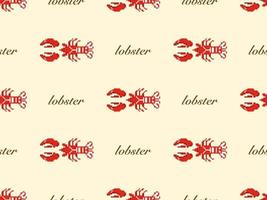 Lobster cartoon character seamless pattern on yellow background. Pixel style vector