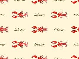 Lobster cartoon character seamless pattern on yellow background. Pixel style vector