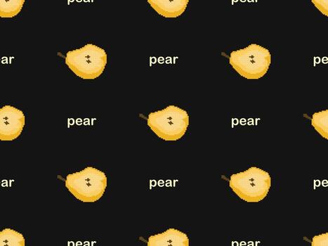 pera personaje de dibujos animados de patrones sin fisuras sobre fondo negro. estilo de píxel vector