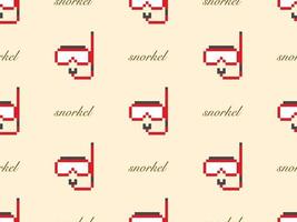Snorkel cartoon character seamless pattern on yellow background.  Pixel style vector