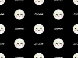 Moon cartoon character seamless pattern on black background. vector