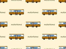 personaje de dibujos animados de autocaravana de patrones sin fisuras sobre fondo amarillo. estilo de píxel vector