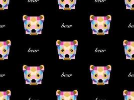 Bear cartoon character seamless pattern on black background vector