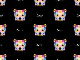 Bear cartoon character seamless pattern on black background vector