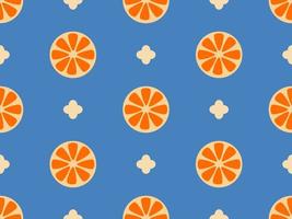 Orange cartoon character seamless pattern on blue background. vector