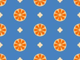 Orange cartoon character seamless pattern on blue background. vector