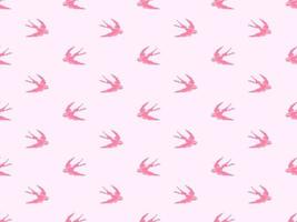 Bird cartoon character seamless pattern on pink background. vector