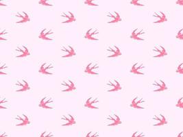 Bird cartoon character seamless pattern on pink background. vector