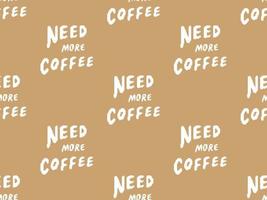 Coffee cartoon character seamless pattern on yellow background. Pixel style vector