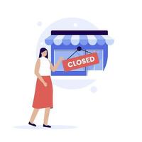 Flat design of store closed concept vector