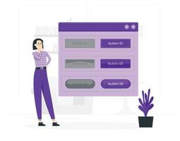 girl select button style flat design vector