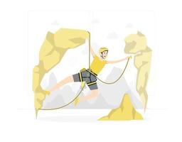 Man Climbing Rock Mountain Flat Design vector