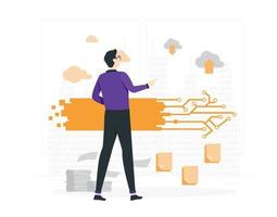 man with digital transformation flat design vector