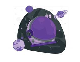 casco de astronauta con gran cristal y reflejo vector