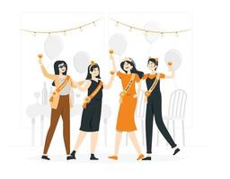 A fun international bachelorette party vector