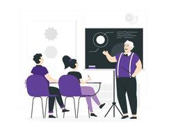 teacher and student in class room vector