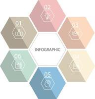 elementos abstractos infografía hexágono forma datos vector plantilla proceso concepto paso para estrategia e información educación