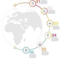 Abstract elements Infographic circle ring radial shape data and world map vector Template Process concept Step for strategy and information education