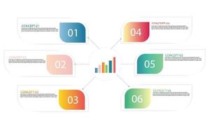 Paso de concepto de proceso de plantilla de vector de forma de esquina redonda de rectángulo infográfico para estrategia o educación