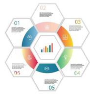 elementos abstractos infografía hexágono forma datos vector plantilla proceso concepto paso para estrategia e información educación