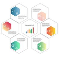 elementos abstractos infografía hexágono forma datos vector plantilla proceso concepto paso para estrategia e información educación