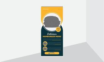 Food Roll up pull up standee banner design template vector