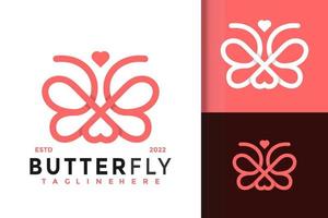 Heart Butterfly Line Logo Design, Brand Identity logos vector, modern logo, Logo Designs Vector Illustration Template