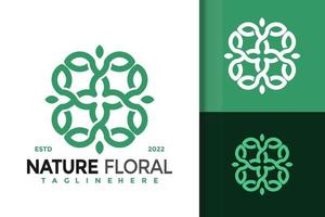 diseño de logotipo de hoja floral natural, vector de logotipos de identidad de marca, logotipo moderno, plantilla de ilustración vectorial de diseños de logotipos